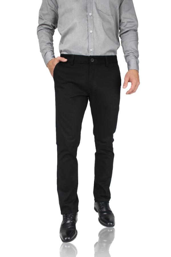 Pantalón Slim Fit Negro De Vestir Algodón Stretch Para Caballero